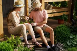 Swedish vegetable garden backyard summer