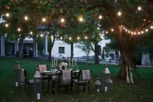 outdoor patio ideas Sweden plants lighting furniture