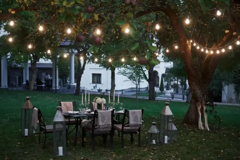 outdoor patio ideas Sweden plants lighting furniture